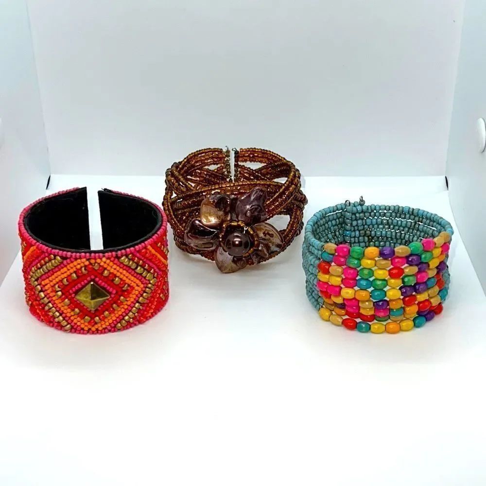 Three Beautiful Beaded Retro Bracelets